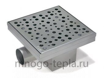 Трап для душа с горизонтальным выпуском квадратный TIM BAD411502, размер 150 x 150мм, защита от запаха (сухой + гидрозатвор), решетка с круглой ячейкой - №1