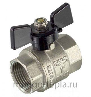 Кран шаровый 3/4" ГГ TIM (DE1219X) никелированный усиленный прямой - бабочка - №1