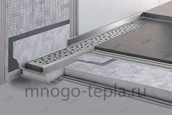 Трап для душа с горизонтальным выпуском TIM BAD417502, размер 750 x 70мм, защита от запаха (сухой + гидрозатвор), решетка с круглой ячейкой - №1