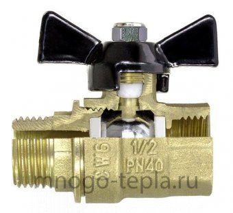 Кран шаровый 3/4" ГГ TIM (DE1219X) никелированный усиленный прямой - бабочка - №1