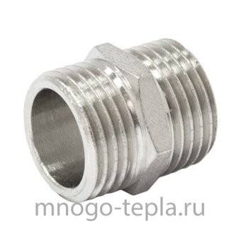 Ниппель (бочонок) никелированный латунный 1/2 нр/нр (Ду 15), усиленный - №1