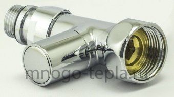 Кран для полотенцесушителя хромированный 1" НГ х 3/4" Ш (американка) TIM KV01-FM032, прямой - №1